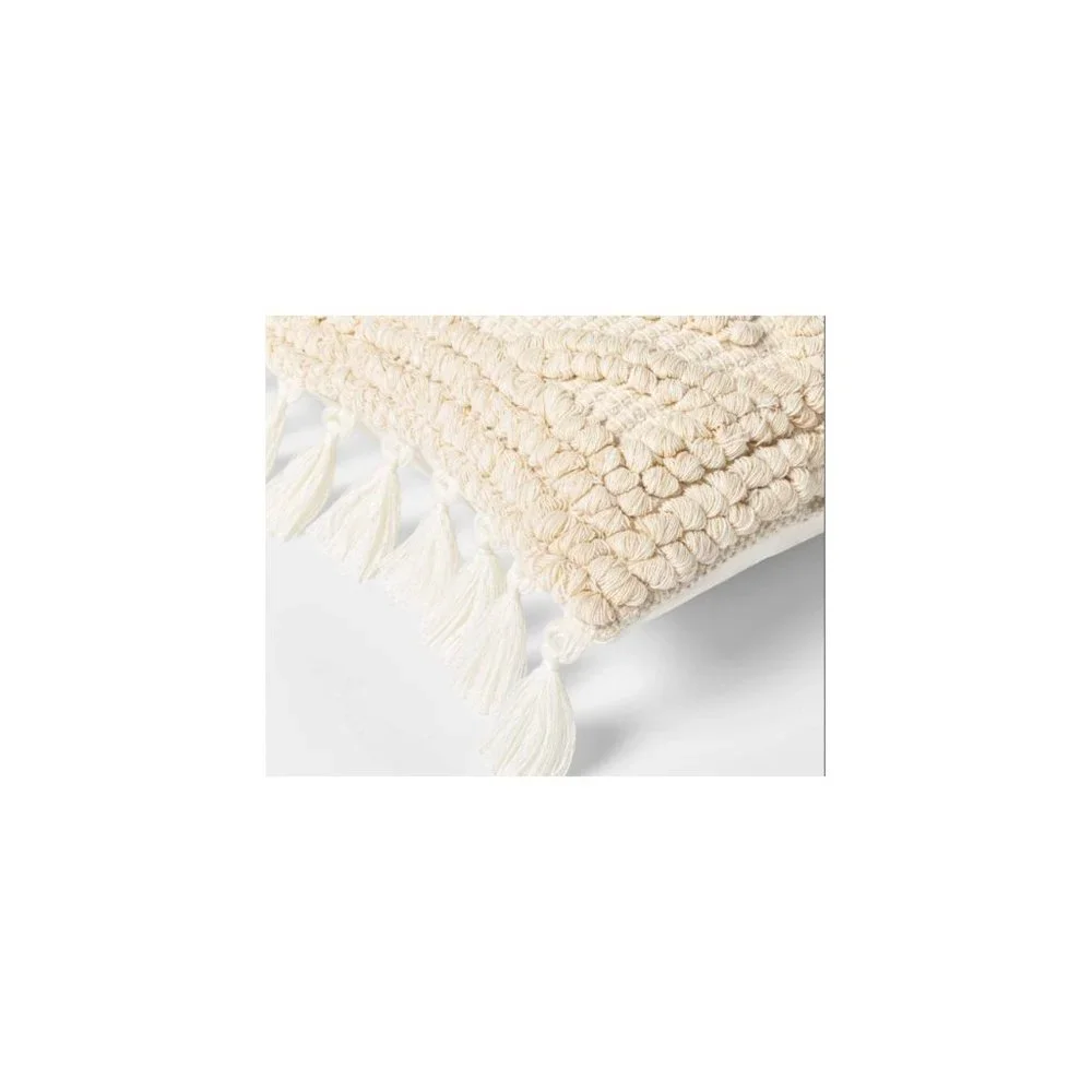 Opalhouse Woven Embroidered Diamond Lumbar Throw Pillow 20 x 13 x 5" Cream - Picture 4 of 7